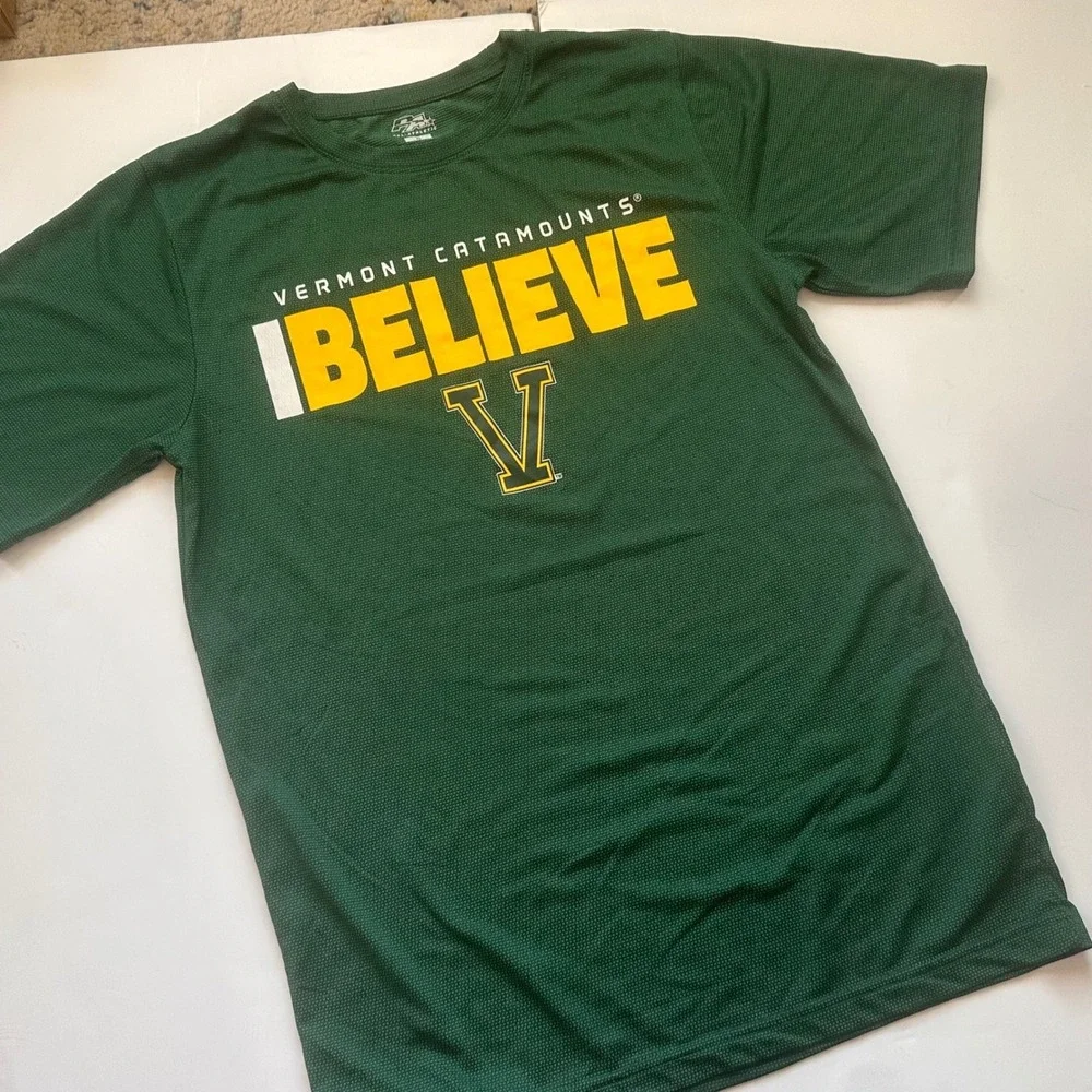 Pel Athletic Vermont Catamounts Believe T-Shirt Mens Small Green UVM Performance